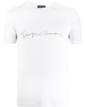 Giorgio Armani Asv Stretch-Viscose T-Shirt With Signature Logo - White