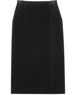 Saint Laurent Midi Wrap Skirt - Black