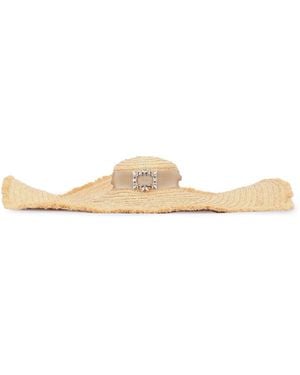 Roger Vivier Broche Extra Rafia Hat - Natural