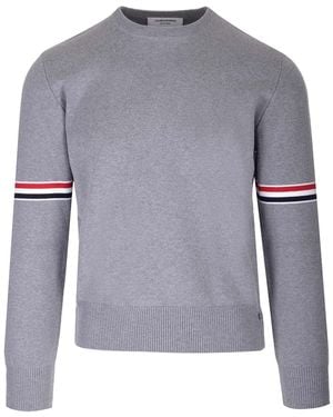 Thom Browne Milano Stitch Crew Neck Sweater - Gray