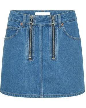 Marine Serre Denim Mini Skirt - Blue