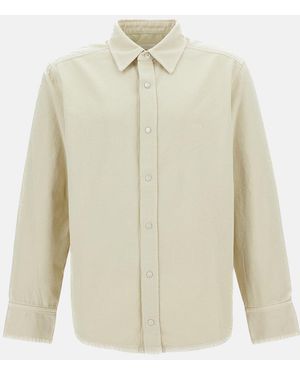 A.P.C. Cotton Overshirt With Mother-Of-Pearl Snap Button - White