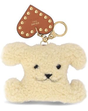 Celine Triomphe Shearling Charm - White
