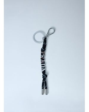 Prada Logo Embellished Keychain - Blue