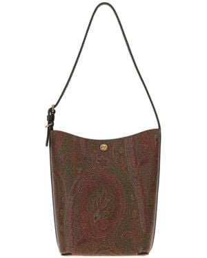 Etro Printed Canvas Shoulder Bag - Brown