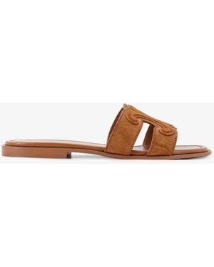Celine Marina Suede Sandals With Triomphe Logo - Brown