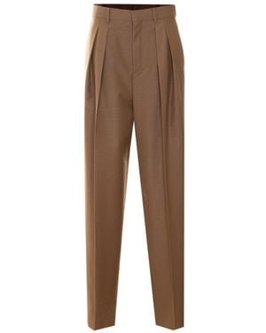 Saint Laurent Wool And Mohair Wide Pants - Brown
