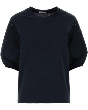 Moncler Solid Crew Neck T-Shirt - Blue