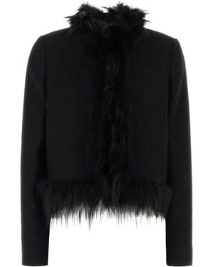 Fendi Bouclé Loop Blouson With Fox Fur Trim - Black