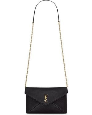Saint Laurent Cassandre Small Lambskin Chain Clutch - White