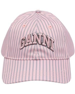 Ganni Printed Logo Baseball Cap - Pink