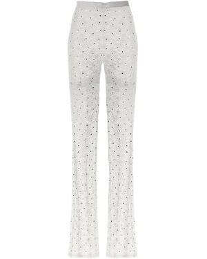 Alessandra Rich Rhinestone-Embellished Lace Leggings With Flared Silhouette - White