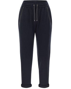 Brunello Cucinelli Cotton And Silk Pants - Blue