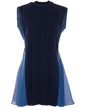 Sacai Denim X Knit Dress - Blue