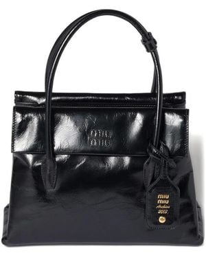 Miu Miu Solitaire Shiny Leather Bag - Black