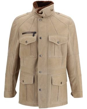Brunello Cucinelli Waxed Shearling Safari Jacket - Natural