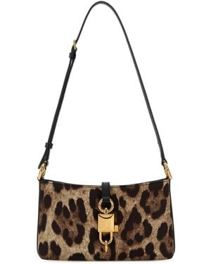 Dolce & Gabbana Printed Fabric Lock Shoulder Bag - Metallic
