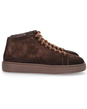 Santoni Sneaker Boot With Side Zip - Brown