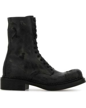 Miu Miu Leather Ankle Boots - Black