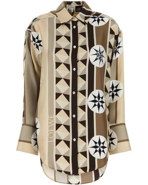 Loewe Paula's Ibiza Printed Silk Paula S Ibiza Oversize Shirt - White