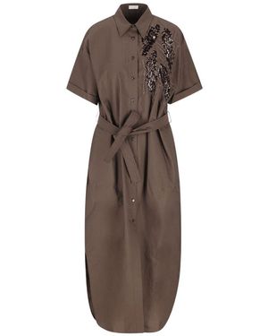 Brunello Cucinelli Cotton Long Dress - Brown