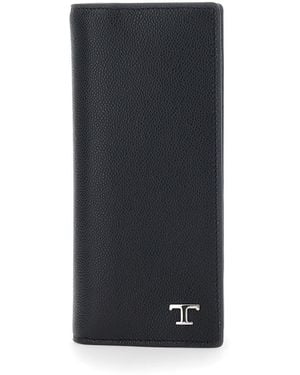 Tod's Vertical Wallet With Logo Plaque On The Front - Blue