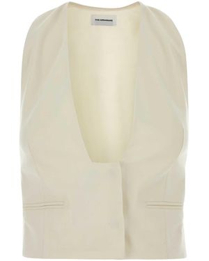 ANDAMANE Ivory Stretch Gabardine Vest - Natural