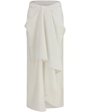 Givenchy Long Draped Wool And Mohair Skirt - White