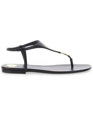 Saint Laurent Sandals With Metallic Cassandre Detail - Multicolor