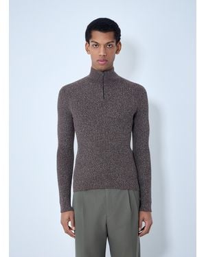 Prada High Neck Zip Sweater - Gray
