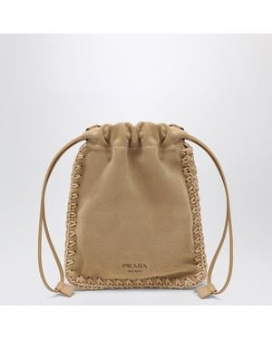 Prada Desert-Colored Suede Leather Smartphone Holder - Natural