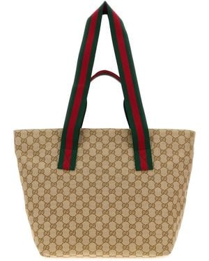 Gucci Gg Fabric Small Shopping Bag - Brown