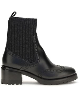 Santoni Ferret Leather Boots - Black