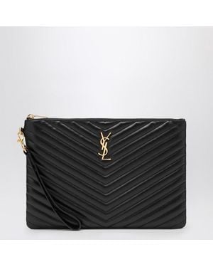 Saint Laurent Cassandre Quilted Leather Tablet Sleeve - Black