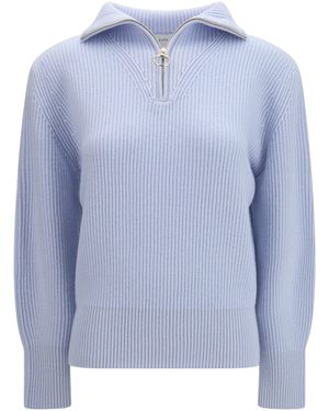 forte_forte Forte_Forte Wool And Cashmere Half Zip Sweater - Blue