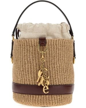 Chloé Raffia Charms Bucket Bag - Brown