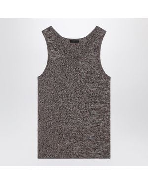 Prada Ribbed Tank Top With/ Pattern - Gray