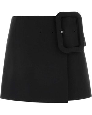 Ami Paris Mini Skirt With Big Buckle Belt - Black