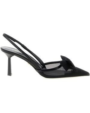 Prada Mesh Slingback With Bow - Black