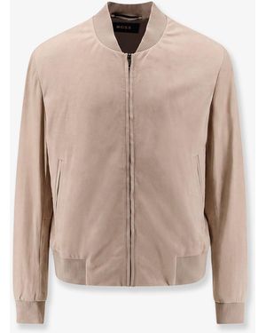 BOSS Masic Leather Jacket - Natural