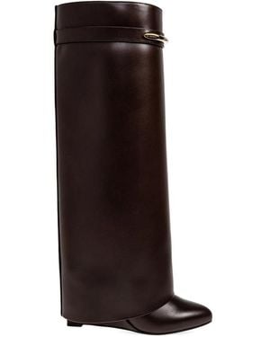 Givenchy Pointed Toe Leather Ankle Boots - Brown