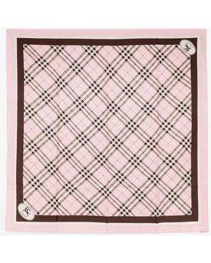 Burberry Silk Scarf With Check Motif - Pink