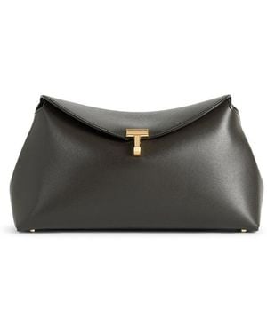 TOTEME T-Lock Leather Clutch - Black