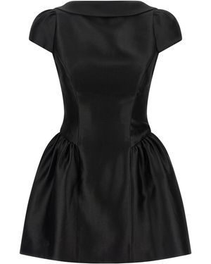Self-Portrait Collared Taffeta Mini Dress - Black