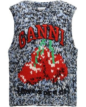 Ganni Wool Cherry Vest - Red