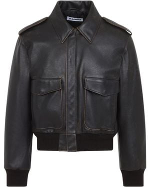 Jil Sander Leather Blouson - Black