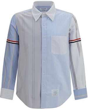 Thom Browne Funmix Striped Oxford Shirt - Blue