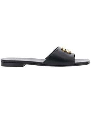 Gucci Sandals With Front Gg Logo Plaque - Black