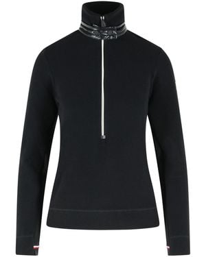Moncler Polyester Half-Zip Turtleneck Sweater - Black