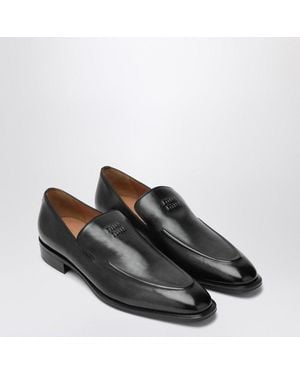 Miu Miu Leather Loafers With Logo - Black